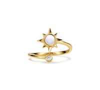 PERIMADE Fidget Anxiety Ring per donne e uomini, placcato oro 18 K, opale a stella, anello spinner per ansia antistress, regolabile, a fascia aperta, ipoallergenico, in argento Sterling 925 massiccio