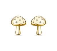 PERIMADE Graziosi orecchini a perno a forma di fungo da donna, placcati in oro 18 carati, ipoallergenici, in argento Sterling 925, non si ossidano, regalo di compleanno o amicizia, Argento sterling