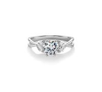 PERIMADE Moissanite Anello di fidanzamento in argento Sterling 925, colore D, purezza VVS1, 1,0 ct, rotondo, moissanite, fede, fiore, impilabile, anello per donne, anniversario, San Valentino, idea