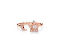 PERIMADE Moon Star Fidget Ansia Anello per donne e uomini, placcato oro 18 K, anello celeste per alleviare lo stress, ipoallergenico, in argento Sterling 925 con zirconia cubica, anello aperto a