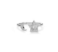 PERIMADE Moon Star Fidget Ansia Anello per donne e uomini, placcato oro 18 K, anello celeste per alleviare lo stress, ipoallergenico, in argento Sterling 925 con zirconia cubica, anello aperto a