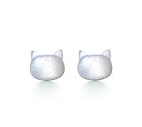 PERIMADE Orecchini a perno a forma di gatto, in madreperla, da donna, in argento Sterling 925, placcati oro, per amanti dei gatti, minimalisti, regalo di compleanno o anniversario, Argento sterling