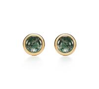 PERIMADE Orecchini a perno da donna in agata muschiata, placcati in oro 18 carati, piccoli orecchini a cabochon in cristallo verde, ipoallergenici, in argento Sterling 925, non si ossidano, regalo di
