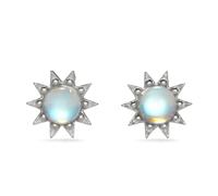 PERIMADE Orecchini a perno da donna, placcati oro, con pietra di luna e sole, in argento Sterling 925, ipoallergenici, piatti, alla moda, regalo per compleanno e laurea, One Size, Argento sterling