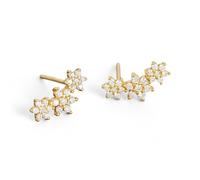 PERIMADE Orecchini a perno in argento Sterling 925 massiccio a forma di fiore, placcati in oro 18 carati, con piccoli zirconi cubici, delicati orecchini ipoallergenici con cristalli di zirconia cubica