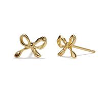 PERIMADE Orecchini a perno placcati oro da donna, delicati in argento Sterling 925 massiccio, con fiocco e nastro, alla moda, ipoallergenici, non si ossidano, regalo per compleanno anniversario, One