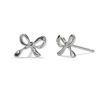PERIMADE Orecchini a perno placcati oro da donna, delicati in argento Sterling 925 massiccio, con fiocco e nastro, alla moda, ipoallergenici, non si ossidano, regalo per compleanno anniversario, One