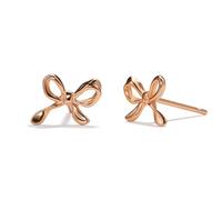 PERIMADE Orecchini a perno placcati oro da donna, delicati in argento Sterling 925 massiccio, con fiocco e nastro, alla moda, ipoallergenici, non si ossidano, regalo per compleanno anniversario, One
