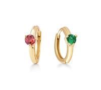 PERIMADE Orecchini Huggie personalizzati con pietra portafortuna da donna, delicati in argento Sterling 925, non si ossidano, orecchini a cerchio con pietra portafortuna personalizzata, ipoallergenici