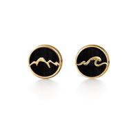 PERIMADE Piccoli orecchini a perno abbinati a forma di oceano di montagna, placcati in oro 18 carati, per donne e uomini, ipoallergenici, in argento Sterling 925, con agata e onde, non si ossidano