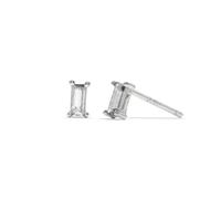 PERIMADE Piccoli orecchini rettangolari con taglio smeraldo da donna, piccoli zirconi verdi, ipoallergenici, in argento Sterling 925 massiccio, non si ossidano, carini, regalo di compleanno, Argento