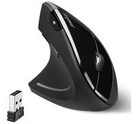 PERIMICE-713L, Mouse verticale ergonomico wireless per mancini, design a 6 pulsanti, 3 livelli DPI, nero