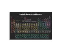 Periodic Table of Chemical Elements Black Background Poster Poster decorativo da parete, per soggiorno, camera da letto, decorazione da parete, decorazione moderna per camera familiare, 16 x 24 cm