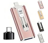 Periodicali - Chiavetta USB 3 in 1, 32 ~ 256 GB, micro USB + 8 pin + USB 3.0, 3 in 1, U-Disk con adattatore di tipo C, per telefoni/PC, per foto e file video, colore rosa, 32 GB