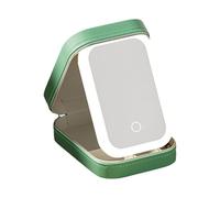Periodicali Travel Makeup Mirror, Cosmetic Storage Box, Outdoor Portable Makeup Storage Mirror, Foldable with LED Fill Light, Dustproof and Portable (Green)