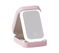 Periodicali Travel Makeup Mirror, Cosmetic Storage Box, Outdoor Portable Makeup Storage Mirror, Foldable with LED Fill Light, Dustproof and Portable (Pink)