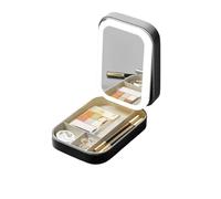 Periodicali Travel Makeup Mirror, Cosmetic Storage Box, Periodicali Travel Makeup Bag, Integrated Storage Box with Light-Filling Mirror, Foldable with LED Fill Light (Black)
