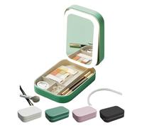 Periodicali Travel Makeup Mirror, Periodicali Travel Makeup Bag, Cosmetic Storage Box, LED Three-Color Adjustable Makeup Mirror (Green)