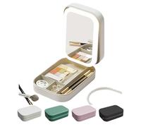 Periodicali Travel Makeup Mirror, Periodicali Travel Makeup Bag, Cosmetic Storage Box, LED Three-Color Adjustable Makeup Mirror (White)