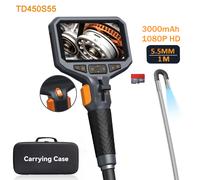 Periscopio articolato TESLONG TD450S 5,5 mm 1080P 5 pollici IPS bidirezionale 360 ° Telecamera per endoscopio sterzo Tubo in acciaio inossidabile da 1 m