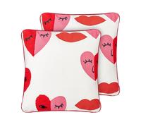 PERIWINKLE Set di 2 cuscini Trama a cuore Bianco 45 x 45 cm Cotone
