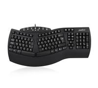 Perixx 11524 PERIBOARD-512 - Tastiera ergonomica con 7 tasti multimediali, colore nero, layout UK
