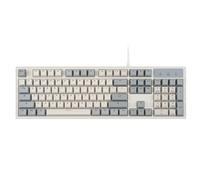 Perixx PERIBOARD-108M, tastiera USB meccanica cablata full-size - Interruttore lineare rosso - Colore classico retrò grigio/bianco - inglese americano