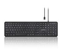 Perixx PERIBOARD-210 Tastiera USB-C Full Size con design ultra sottile e tasti silenziosi per computer, laptop, PC, desktop, UK QWERTY, nero