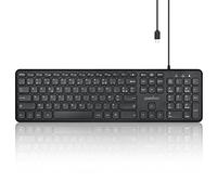 Perixx PERIBOARD-210C - Tastiera cablata USB C a piena dimensione con tasti forbici silenziosi, compatibile con tablet, computer e computer portatili, colore: nero