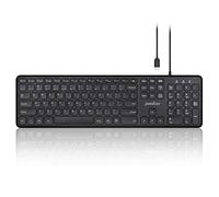 Perixx PERIBOARD-210C Wired Full-Size USB C Keyboard with Quiet Scissor Keys - Compatible with Tablets, Desktop and Laptop - Black - US International QWERTY..