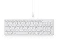 perixx PERIBOARD-213U - Tastiera a forbice USB silenziosa, design compatto con blocco numerico, QWERTY UK, colore: Bianco