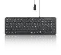 Perixx PERIBOARD-213U, tastiera compatta silenziosa Filiare - Tastiera Chiclet con tasti forbici silenziosi e tasti multimediali per Windows, AZERTY francese, nero