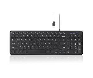Perixx PERIBOARD-213U - Tastiera wireless compatta e elegante, con tasti a forbice silenziosi e controllo multimediale, per laptop, PC, computer, nero, layout US
