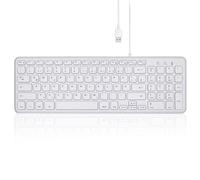 Perixx PERIBOARD-213W DE Tastiera USB cablata compatta con tasti strutturati a forbici silenziose per computer, tastierino numerico, laptop e tablet, bianco, QWERTZ..