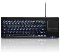 Perixx PERIBOARD-315 Tastiera Retroilluminata con Touchpad, 2 Porte USB Hub, Retroilluminazione blu, Layout US inglese, Nero