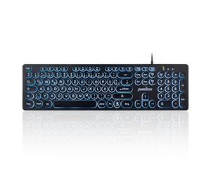 Perixx PERIBOARD-317R - Tastiera cablata USB retroilluminata, lettere maiuscole - LED luminoso tricolore - eleganti tasti rotondi - layout QWERTZ tedesco