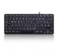 Perixx PERIBOARD-332 - Mini tastiera USB cablata con retroilluminazione, design sottile con tasti grandi, tasti piatti con LED bianco, layout tedesco QWERTZ