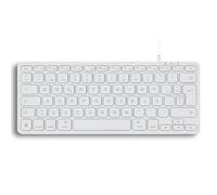 Perixx PERIBOARD-332MW - Tastiera compatibile con Mac OS Mini, retroilluminata con cavo, tasti a forbice sottili con carattere grande, LED bianco, layout spagnolo con Ñ