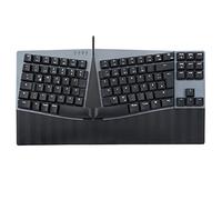 Perixx PERIBOARD-335 RD DE USB Tastiera Tedesco, QWERTZ Nero Illuminato, Ergonomico