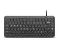 Perixx PERIBOARD-414U - Mini tastiera USB cablata, compatta, 30 x 13 x 1,8 cm, Plug and Play, colore: nero, layout inglese americano