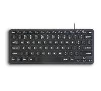 Perixx PERIBOARD-416 - Mini tastiera USB cablata con 4 hub, chiavi a forbice tipo X, cavo USB-C e A staccabile, inglese americano