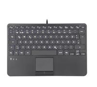 Perixx PERIBOARD-425 - Mini tastiera USB cablata con touchpad, tasti a forbice tipo X, retroilluminazione bianca, 2 hub USB, compatta, layout QWERTY