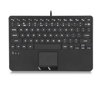 Perixx PERIBOARD-425 US - Mini tastiera USB cablata con touchpad, tasti a forbice tipo X, retroilluminato bianco, 2 hub USB, compatta, 29 x 18 x 2,8 cm, inglese americano