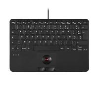 perixx PERIBOARD-526 FR, Tastiera Mini USB cablata con Trackball - Tasti a Forbici X Tipo - 28,4 x 18,2 x 2,8 cm - 2 Hub USB integrati - Layout AZERTY francese