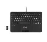 Perixx PERIBOARD-526 H DE USB Tastiera Tedesco, QWERTZ Nero Hub USB, con trackball