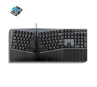 Perixx PERIBOARD-535BL - Tastiera meccanica ergonomica cablata - Full Size - Interruttori a clic blu discreti - Compatibile con Windows e macOS