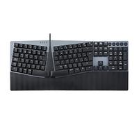 Perixx PERIBOARD-535BL Tastiera meccanica ergonomica cablata - Full Size - Tasti Clicky blu a basso profilo - Macro programmabili - Compatibile con Windows e Mac OS X - QWERTY Italiano