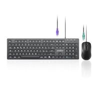 Perixx PERIDUO-117P Set Tastiera e Mouse PS/2, Layout QWERTY Italiano, Mouse Ottico a 3 Tasti, Cavo da 1,8 m, Nero