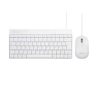 Perixx PERIDUO-212 DE, set mini tastiera e mouse compatti, cavo USB, bianco, layout tedesco