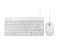 Perixx PERIDUO-212 - Mini tastiera e mouse cablati con 12 tasti multimediali, colore: Bianco
